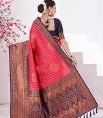 Red woven kanchipuram silk saree with blouse
