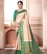 Green woven kanchipuram art silk saree with blouse