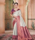 Sky blue woven kanchipuram silk saree with blouse