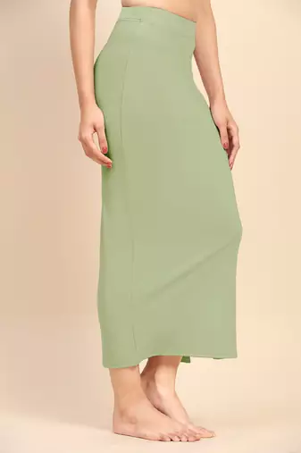Trendmalls Olive Green Solid Nylon Soft Petticoat Skirts for Women Saree Shape Wear 
