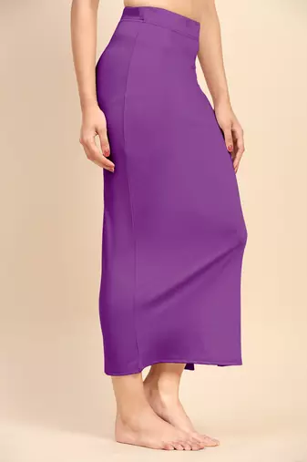 Trendmalls Purple Solid Nylon Soft Petticoat Skirts for Women Saree Shape Wear 
