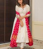 White embroidered cotton kurta pant with dupatta