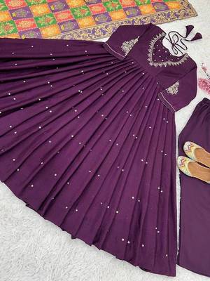 Beautiful designer full flared gown pant with digital dupatta sets stitched 3