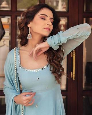 Women's designer anarkali gown with dupatta sets stitched 3