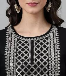 Black printed viscose rayon kurta pant with dupatta