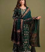 Green gotta patti rayon printed kurta with pant & dupatta