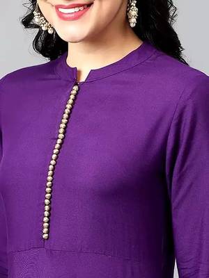Purple printed cotton kurta pant with dupatta 2