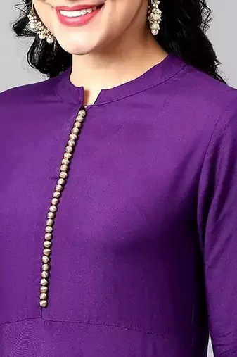 Purple printed cotton kurta pant with dupatta
