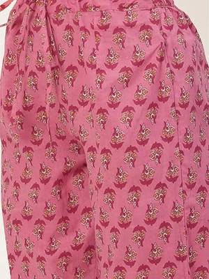 Pink printed cotton kurta pant with dupatta 3