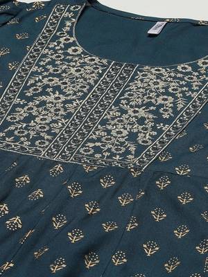 Green printed cotton kurta pant with dupatta 2