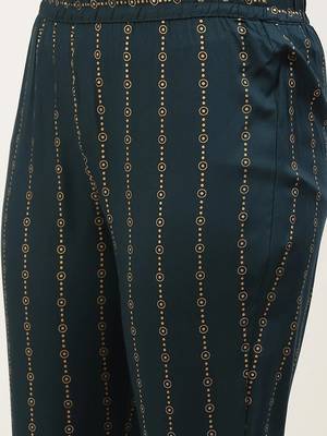 Green printed cotton kurta pant with dupatta 3