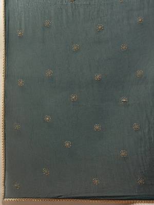 Green printed cotton kurta pant with dupatta 4