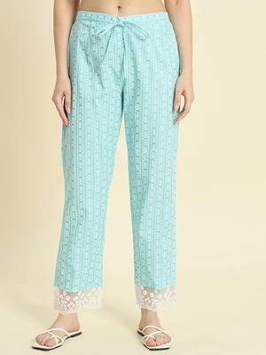 Blue printed cotton  kurta with pant 2