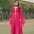 Pink plain georgette kurta pant with dupatta