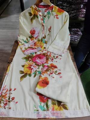 White floral print kurta with pant 3
