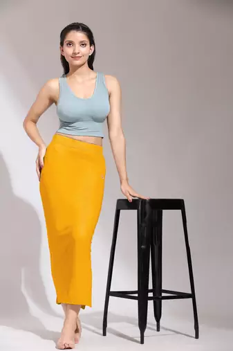 Trendmalls Solid Nylon Soft Petticoat Skirts for Women Saree Shape Wear 2 Piece