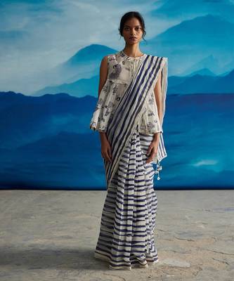 Willow chanderi stripe saree w/p 1