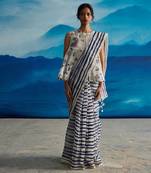 Willow chanderi stripe saree w/p