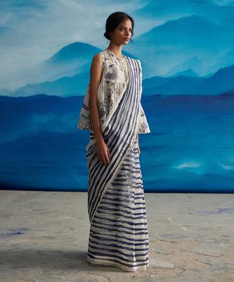 Willow chanderi stripe saree w/p 2