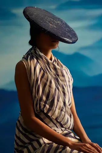 Willow chanderi stripe saree w/p