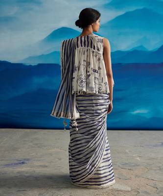 Willow chanderi stripe saree w/p 5