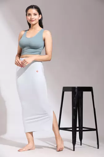 Trendmalls Solid Nylon Soft Petticoat Skirts for Women Saree Shape Wear 2 Piece