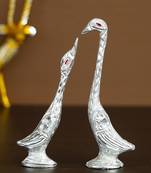 One 7 inch silver kissing swan couple handcrafted decorative figurine