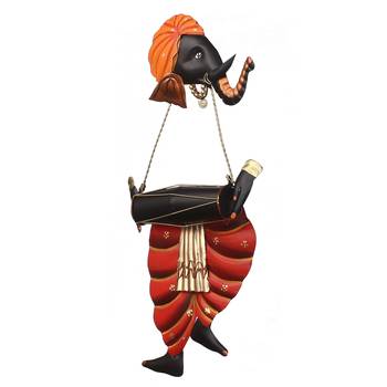 One lord ganesha playing dholak wall hanging 3
