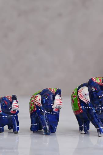 Set of 3 multicolor elephant statues