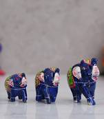 Set of 3 multicolor elephant statues