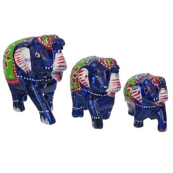 Set of 3 multicolor elephant statues 3
