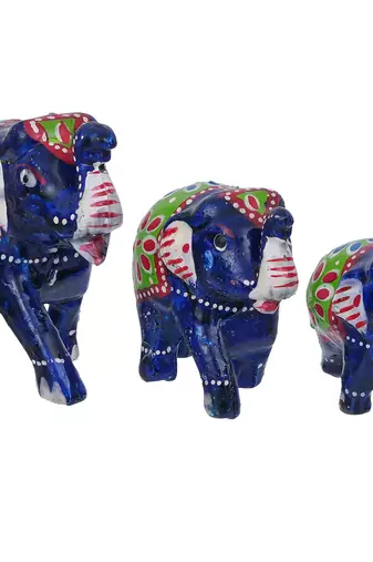 Set of 3 multicolor elephant statues