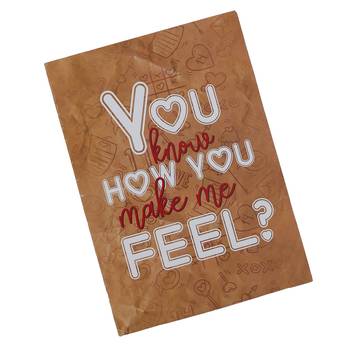 One "you know how you make me feel?" valentine greeting card (brown, white & red) 3