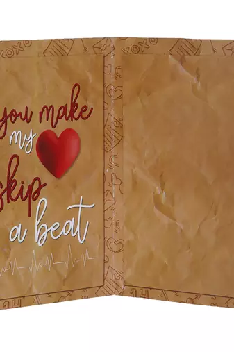 One "you know how you make me feel?" valentine greeting card (brown, white & red)
