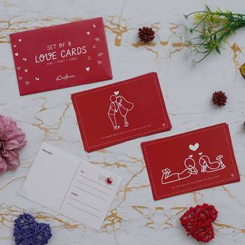 One set of 8 valentine love gift cards set (red and white) 1