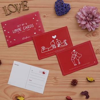 One set of 8 valentine love gift cards set (red and white) 2