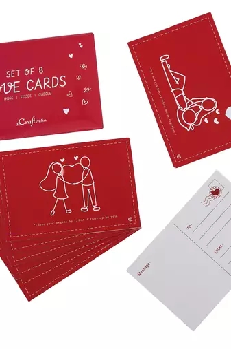 One set of 8 valentine love gift cards set (red and white)