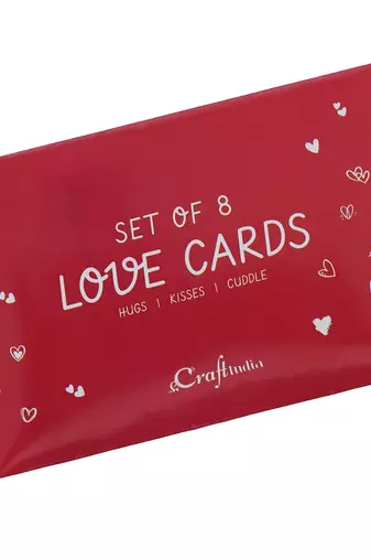 One set of 8 valentine love gift cards set (red and white)