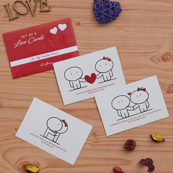 One set of 8 love post cards valentine gift cards set (red & white) 2