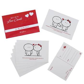 One set of 8 love post cards valentine gift cards set (red & white) 3