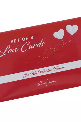 One set of 8 love post cards valentine gift cards set (red & white)