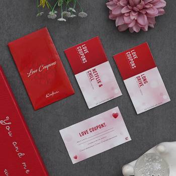One set of 12 love coupons valentine gift cards set (red & white) 1