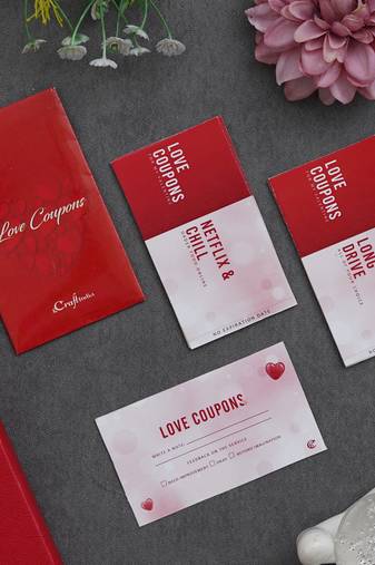One set of 12 love coupons valentine gift cards set (red & white)