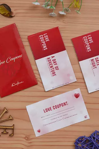 One set of 12 love coupons valentine gift cards set (red & white)