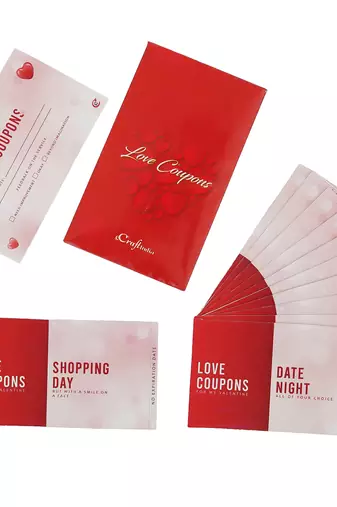 One set of 12 love coupons valentine gift cards set (red & white)