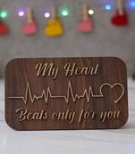 One "my heart beats only for you" wooden valentine showpiece with stand (dark brown)