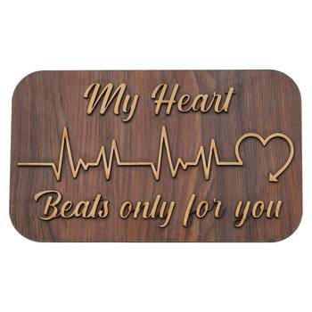 One "my heart beats only for you" wooden valentine showpiece with stand (dark brown) 3