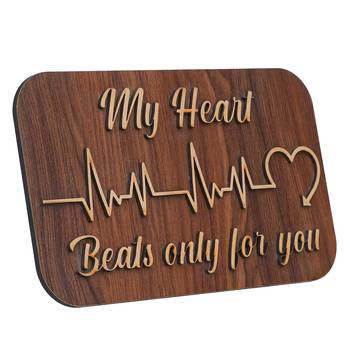 One "my heart beats only for you" wooden valentine showpiece with stand (dark brown) 4