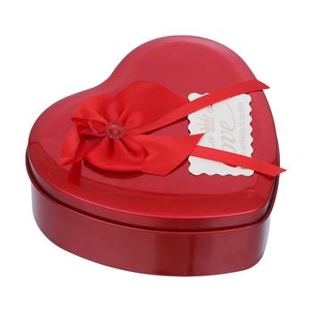 One heart shaped valentine gift box set with white teddy and red flowers 4