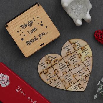 One "things i love about you" valentine puzzle wooden gift set (brown) 1